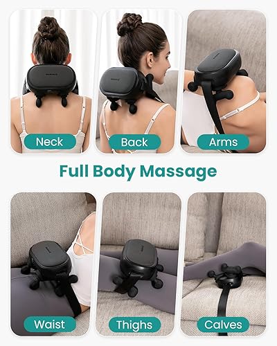 Miniatura 7 de Nekteck Masajeador de cuello y espalda con calor para aliviar el dolor de tejido profundo, masajeador inalámbrico 6D Shiatsu de cuello y hombros,