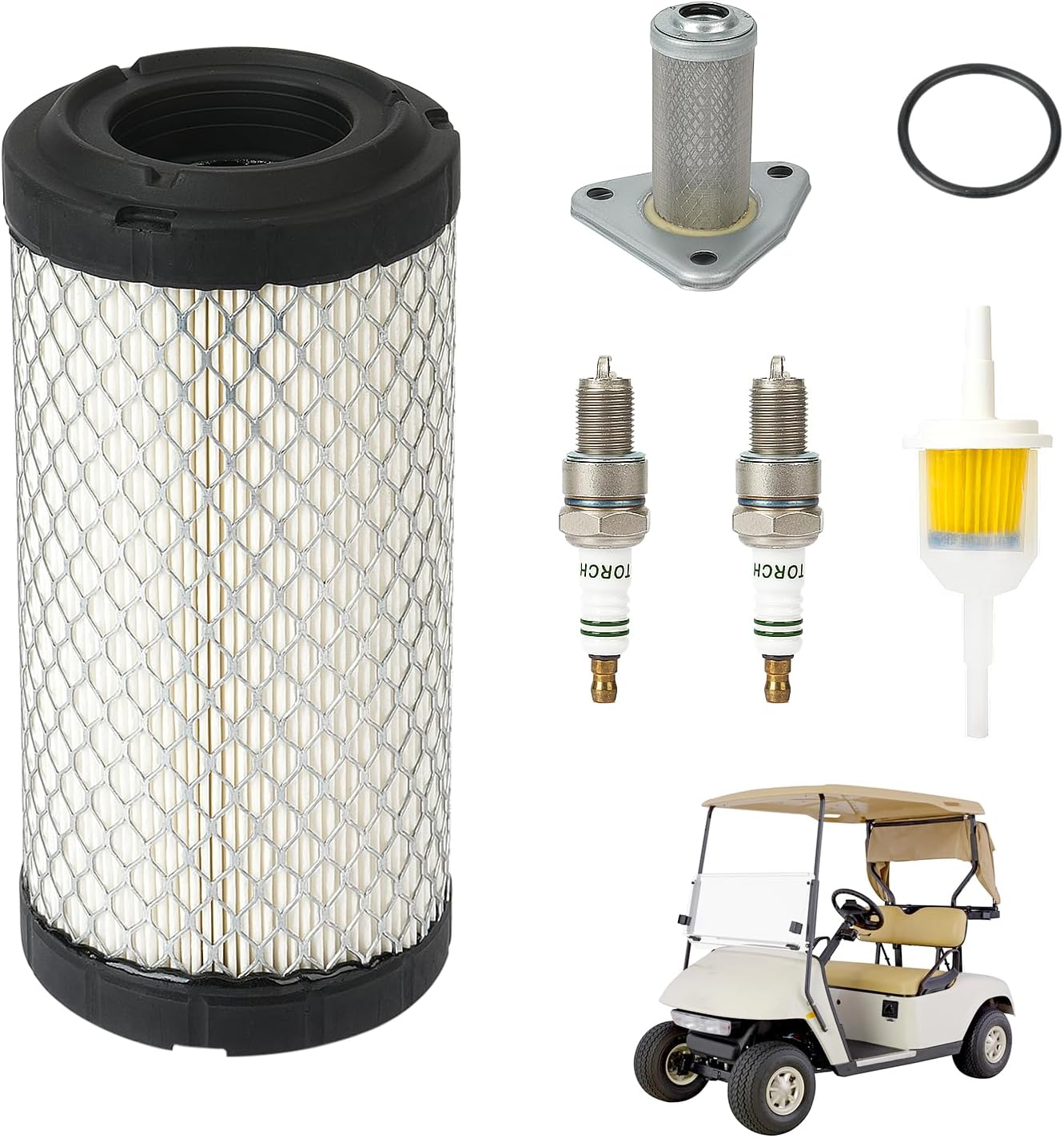 EZGO Tune Up Kit for EZGO TXT 2005-2009 and EZGO ST350 Workhorse 1996-Up Gas Golf Cart with MCI Motor. EZGO Golf Cart Oil Change Kit Replacement OEM# 72084G01 26591G01 25523-G3 28463G01