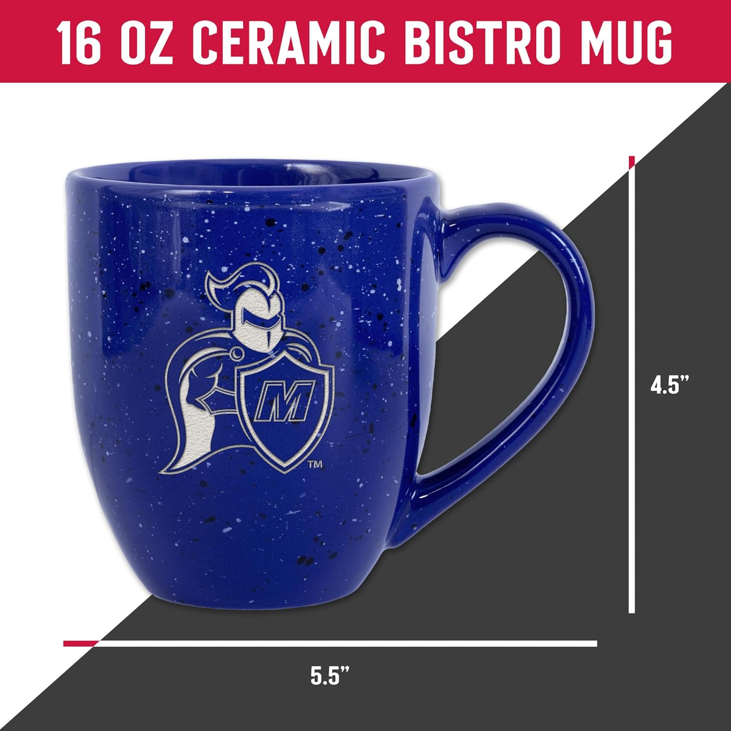 Rico Industries NCAA 16 oz Team Color Laser Engraved Speckled Ceramic Coffee Mug (M Schools) - Image 6