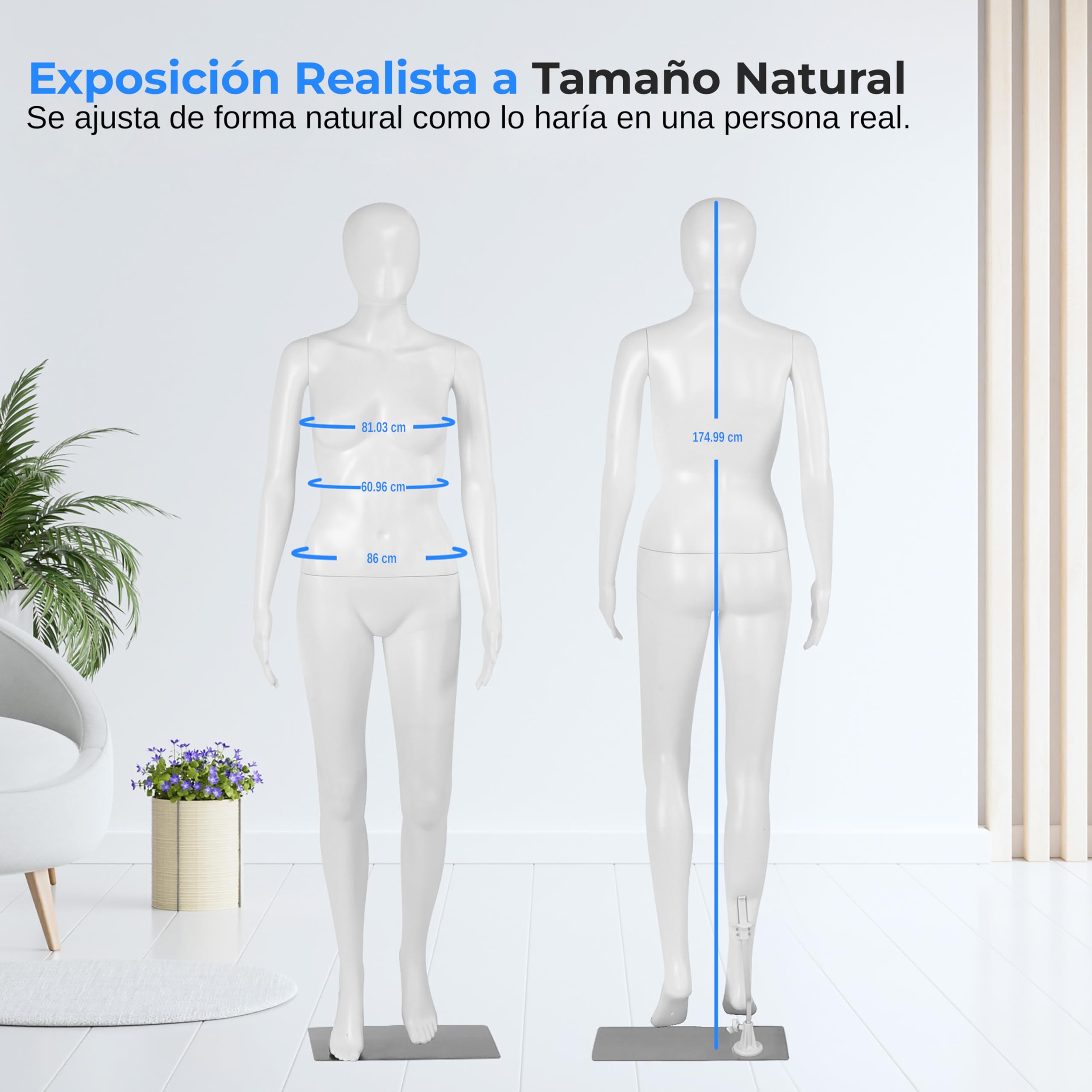 SereneLife maniquí Femenino de Cuerpo Completo, 175 cm de Altura, con Cabeza Ajustable, Extremidades Flexibles y diseño Desmontable, Tiendas de Ropa, Boutiques, Exposiciones y más