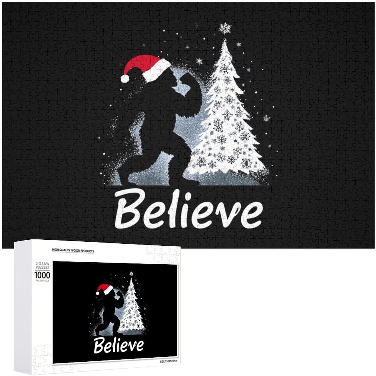 Christmas Bigfoot Sasquatch-1 Puzzles for Adults 1000 PCS Wooden Jigsaw Puzzle Wall Decor Christmas