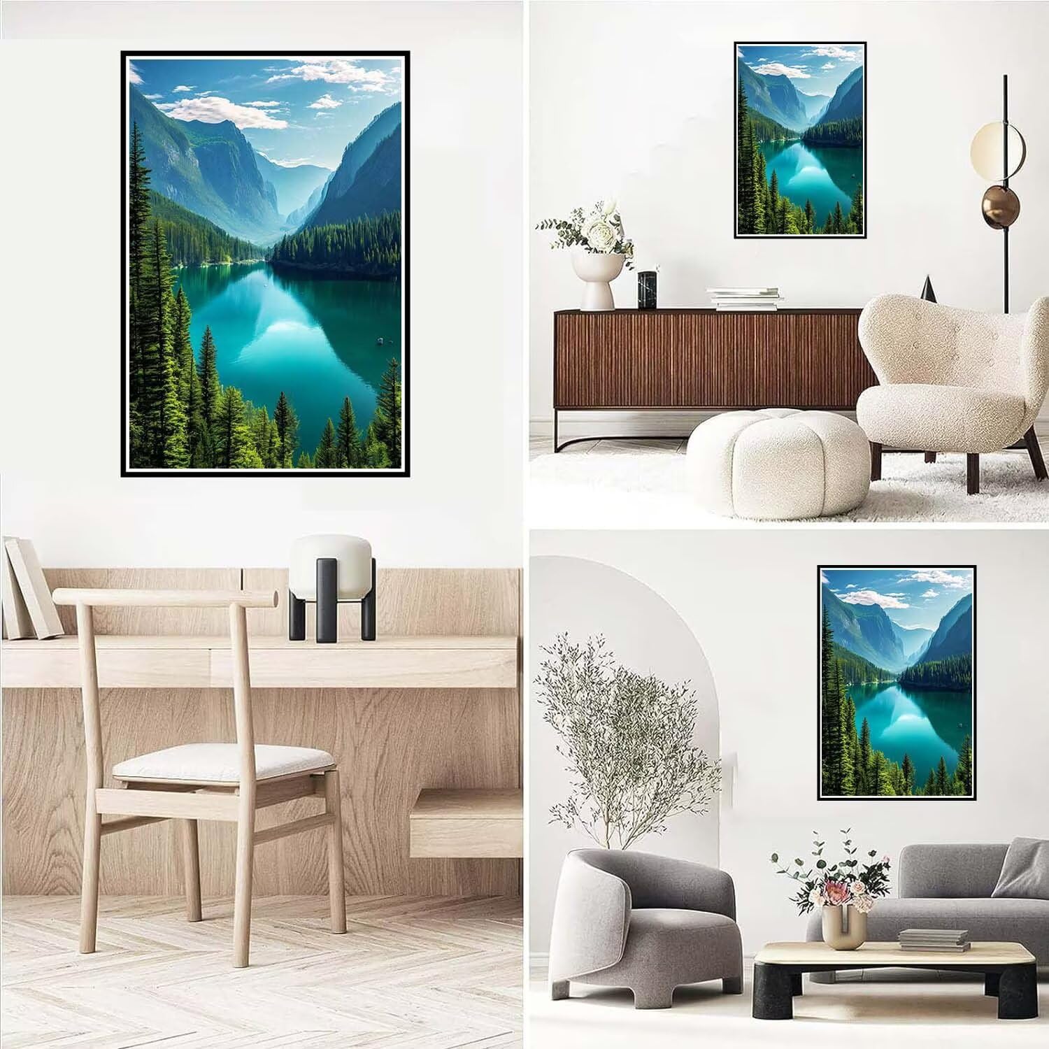 Seen Landschaft Diamond Painting Erwachsene 80x100cm, DIY 5D Diamant Painting Bilder Malen Nach Zahlen Set, Diamond Art Full Drill Kinder Diamant Malerei Kunst Basteln für Home Wand Dekorieren Y-171