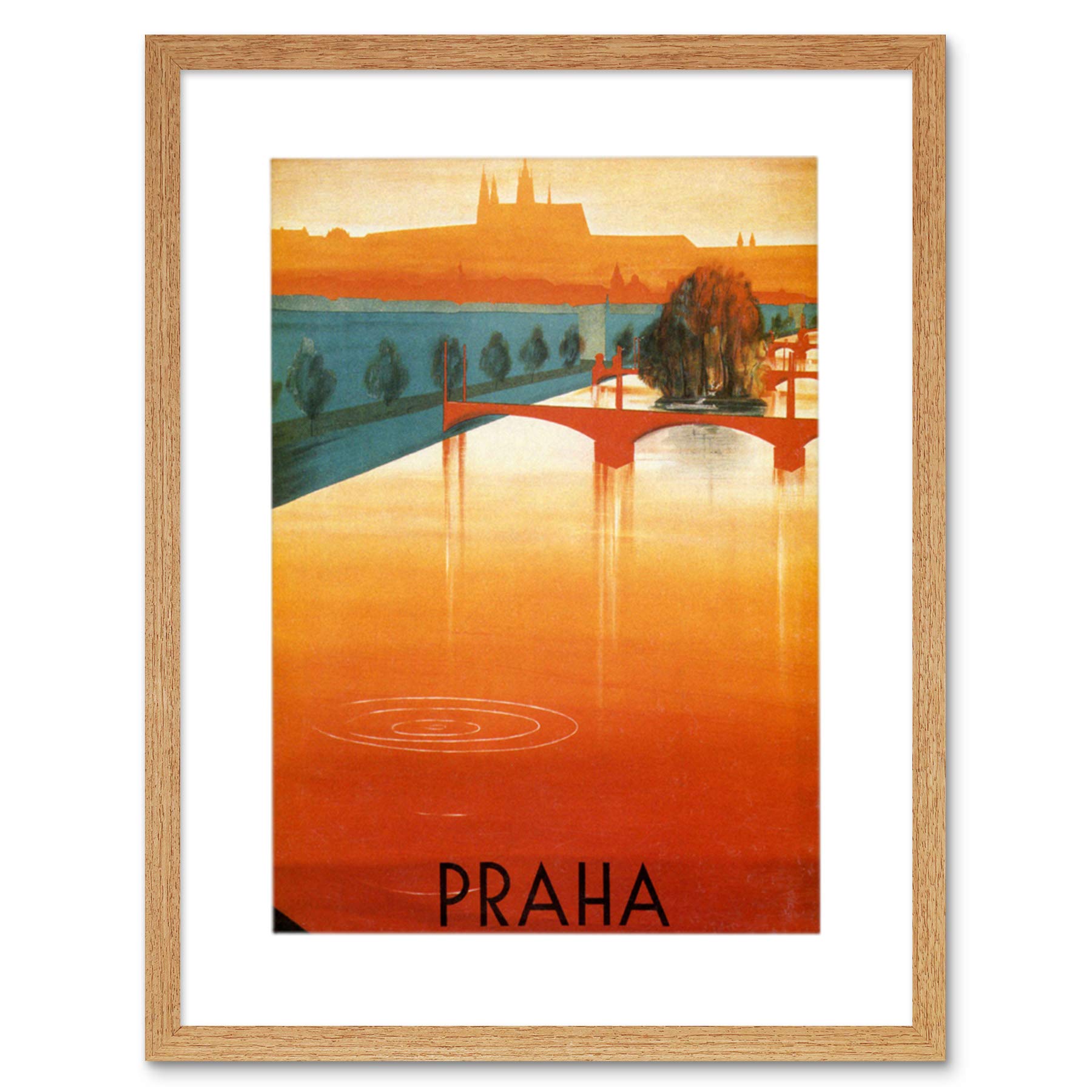 Wee Blue CooPRAGUE VLTAVA RIVER BRIDGE TREE CITY RIPPLE FRAME ART PRINT PICTURE F12X1298