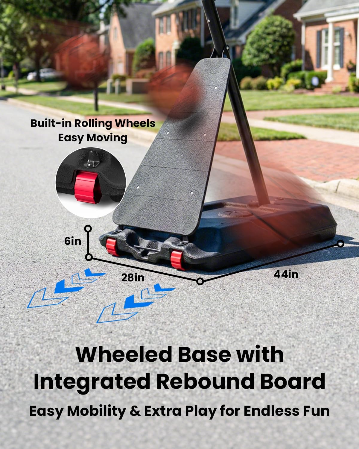 IGL Portable Basketball Hoop Outdoor, 40/44/48 Inch PC Backboard, 5.5–10 FT Height Adjustable Basketball Goal System, Stable Angled Pole, Fillable Base with Wheels for Kids, Youth & Family