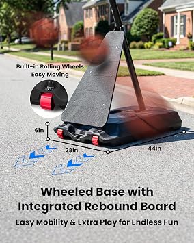 IGL Portable Basketball Hoop Outdoor, 40/44/48 Inch PC Backboard, 5.510 FT Height Adjustable Basketball Goal System, Stable Angled Pole, Fillable Base with Wheels for Kids, Youth & Family