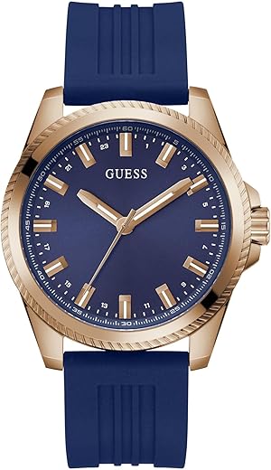 GUESS Men Blue Round Stainless Steel Dial Analog Watch- GW0639G3