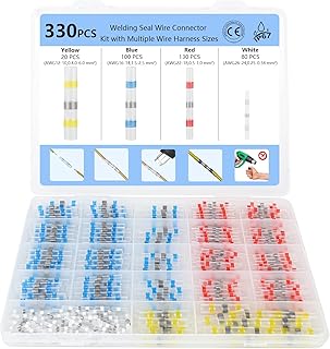 bssmmai 330 Pcs Empalmes Cables Electricos Termoretractil Estancos, Conectores Cables Electricos Rapidos, Conector Cables Electricos, 4 Tamaños 26-10 AWG con Aislamiento para Automóviles y Barcos