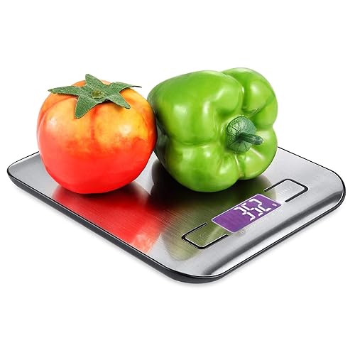 Miniatura 4 de Báscula digital de cocina, báscula de alimentos para hornear carne, unidad de gramo oz libra hasta 11 libras (0.04 oz-11.0 lbs), acero inoxidable
