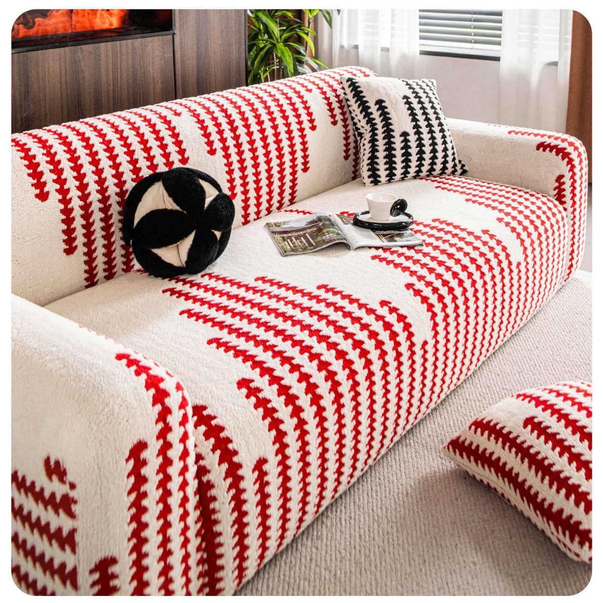 Housse de canapé 3 Places Ultra Douce pour Chiens et Chats, Lavable en Une Seule pièce, Rouge.