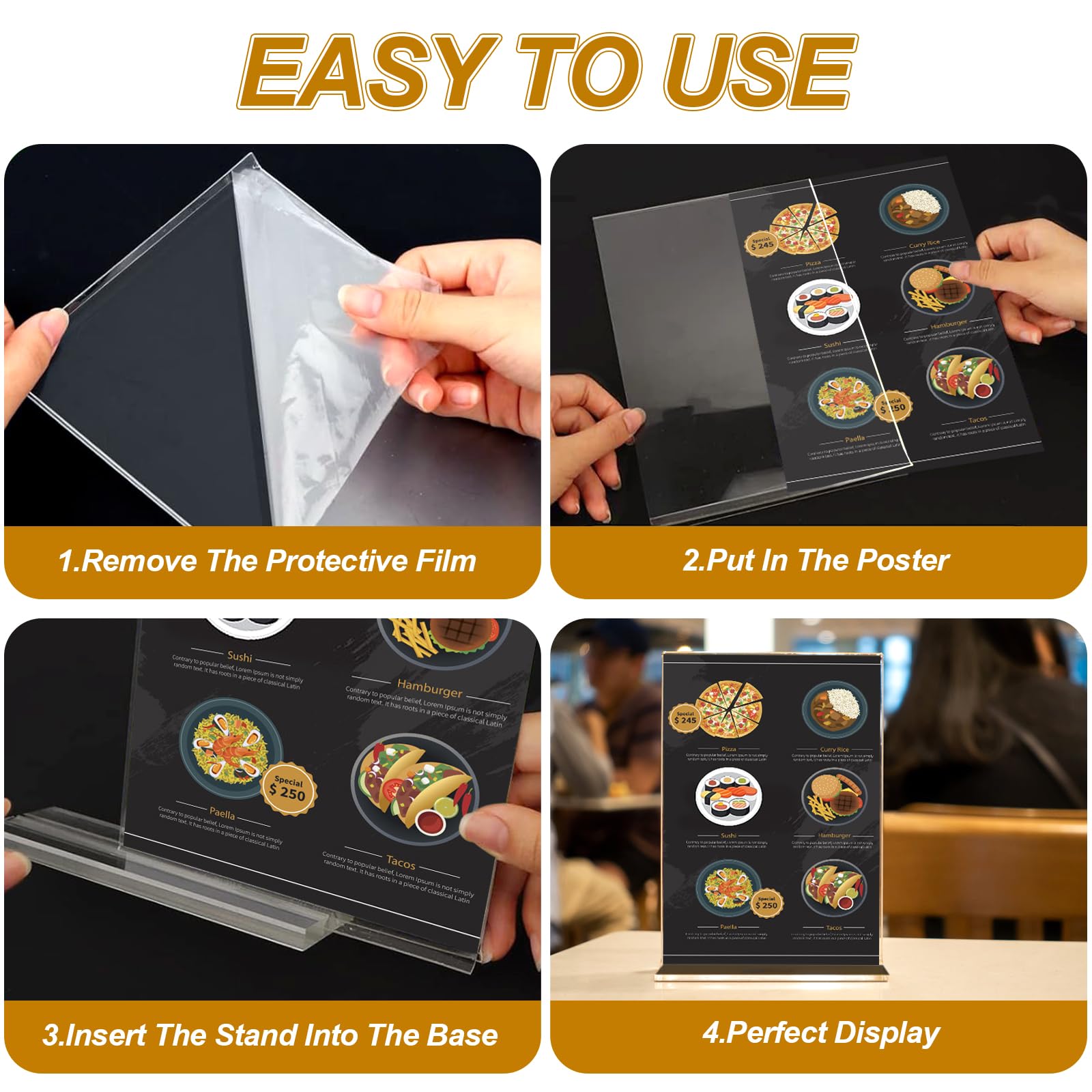 Présentoirs De Table En Acrylique Transparent - Lot De 4 Supports A6 Pour Menus, Restaurants, Bureaux