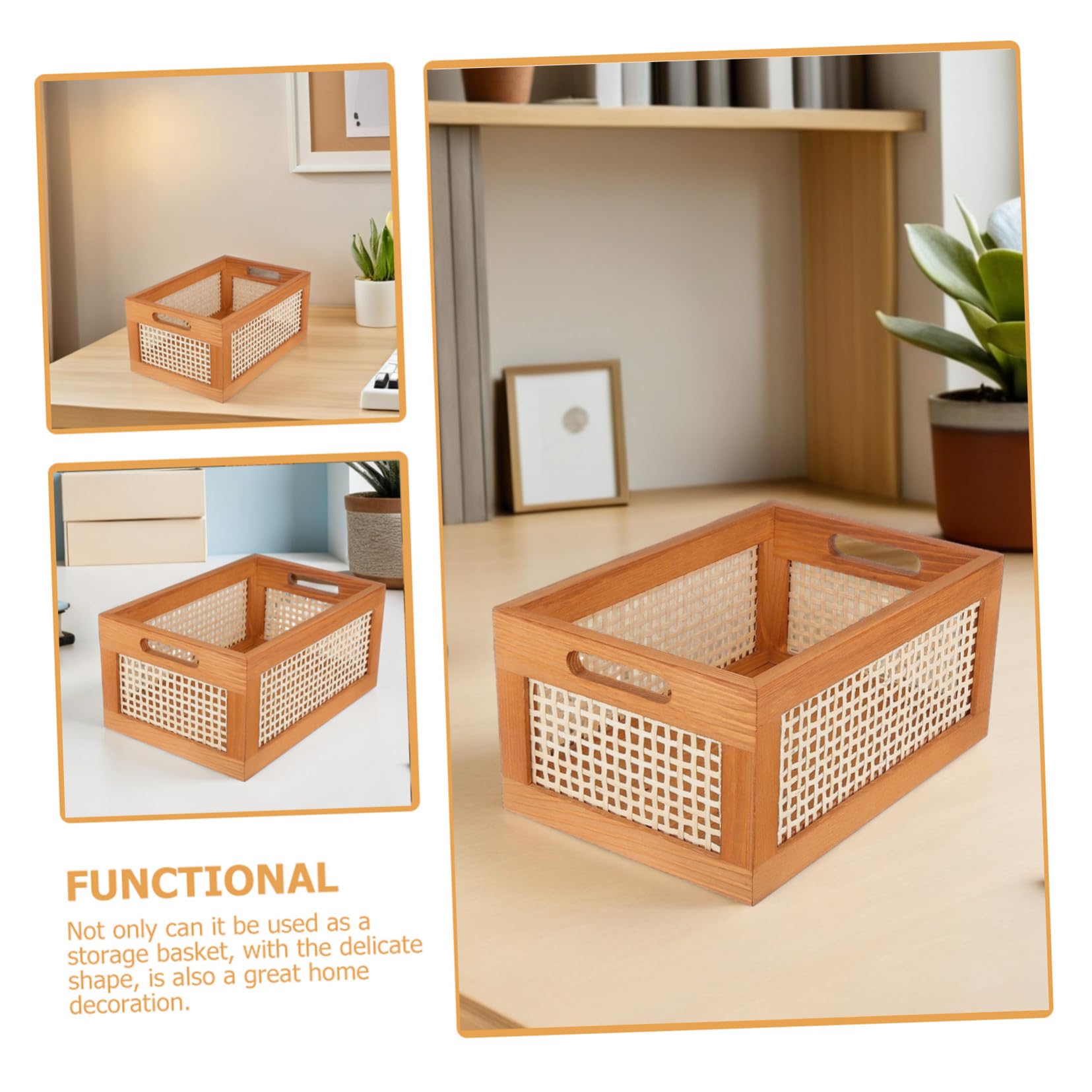 Scatola in Legno Intrecciato Rettangolare 30x20x14 Cm, Bambù | Contenitore Decorativo, Maneggevole e Robusto, per Cosmetici e Ordine Domestico, Stile Delicato