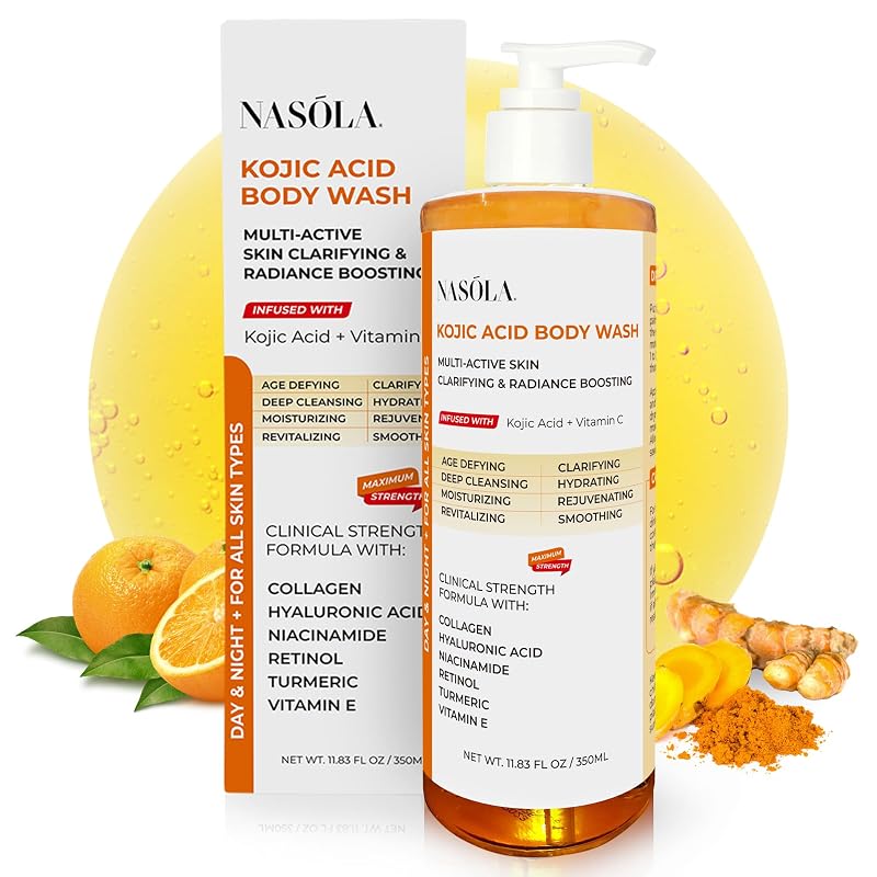 Sabonete líquido corporal Nasola com ácido kójico, cúrcuma e vitamina C, 350 mL