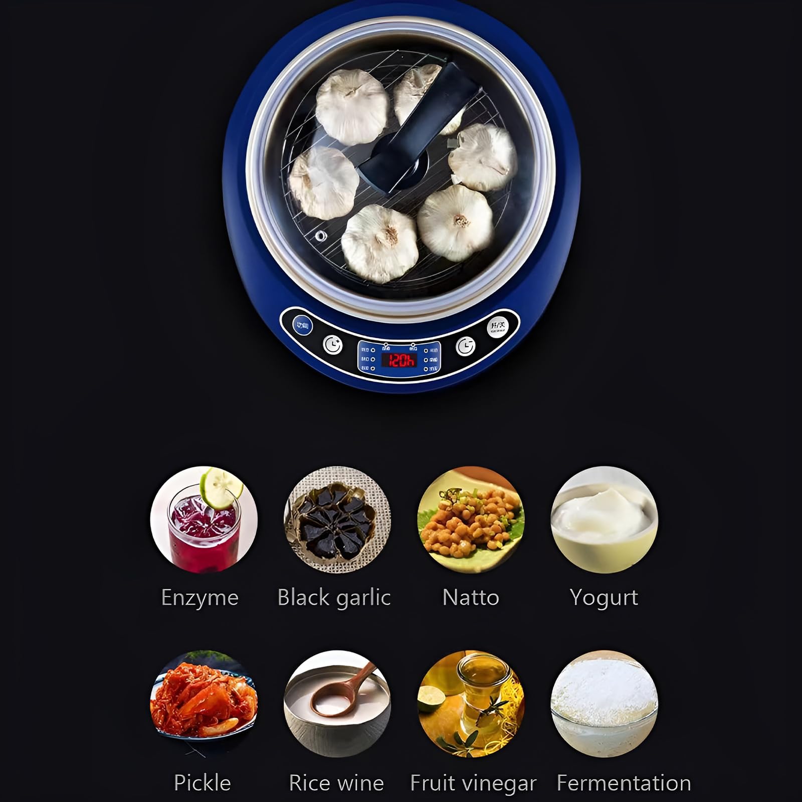 Máquina eléctrica de ajo negro de 6 L, multifuncional, comercial, fermentador de ajo, panel de control inteligente, fermentación estéreo para yogur, arroz, ajo negro