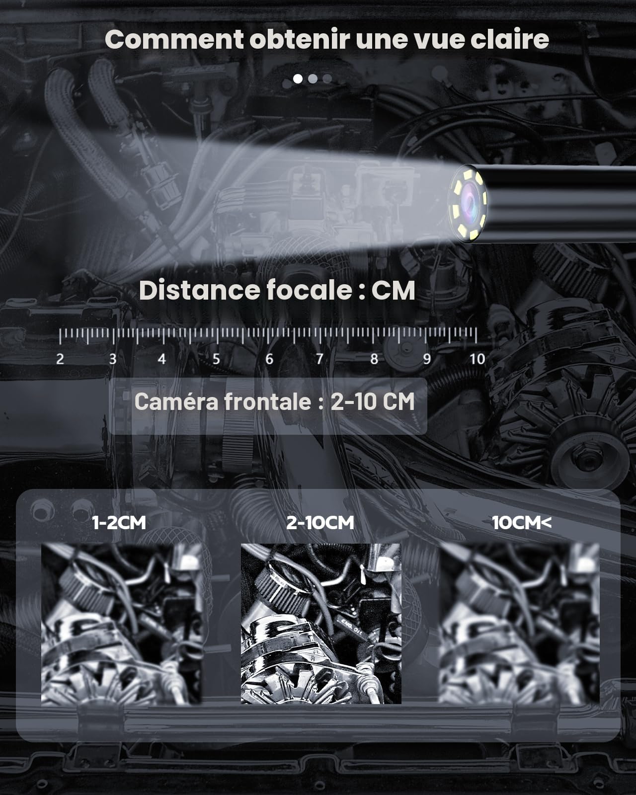 SGAINUL Caméra endoscopique industrielle avec lumière et écran IPS 4,3", caméra d'inspection, étanche, canal serpent, 8 LED réglables, 15 m