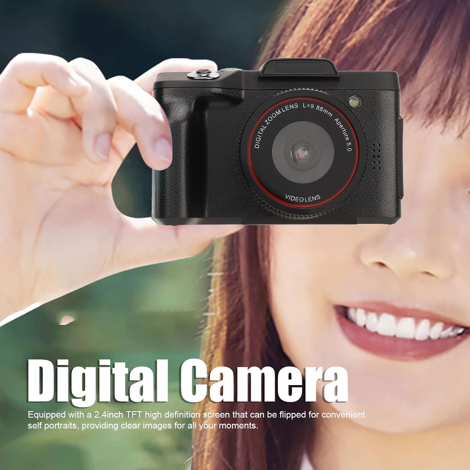 1080P HD Digital Camera, 16MP Flip Screen Compact Camera with 16X Zoom, 2.4in TFT Display, Tripod Compatible for Kids Teens Photo