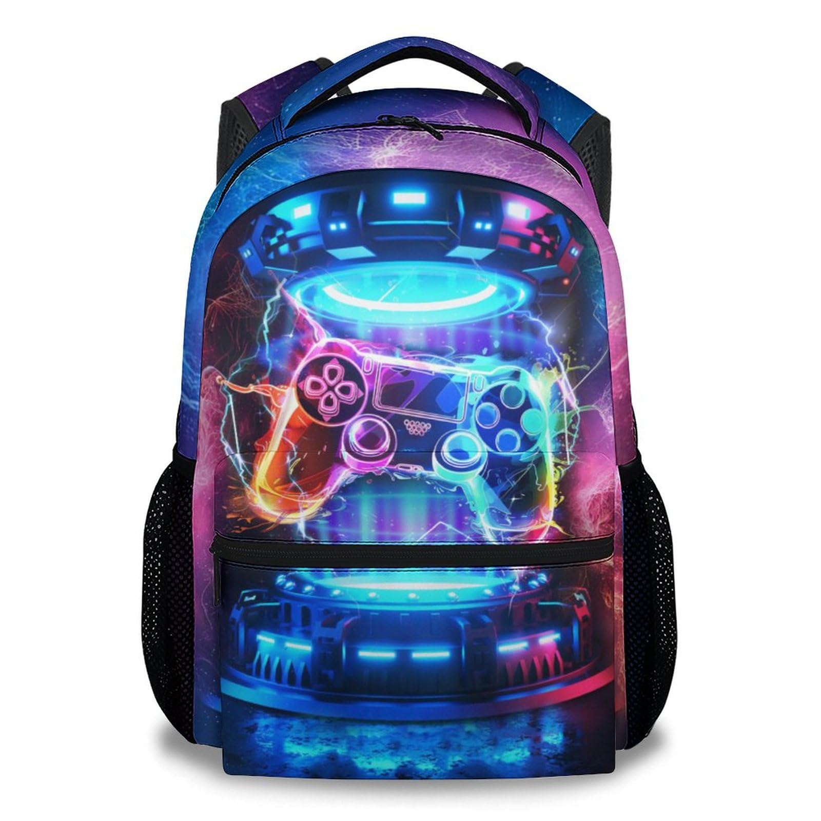 Eccustomized Boys Backpack for School - 17 Inches Colorful Gamer Backpacks for Kids, Gamer Lovers - Cool Gaming Bookbag for Elementary