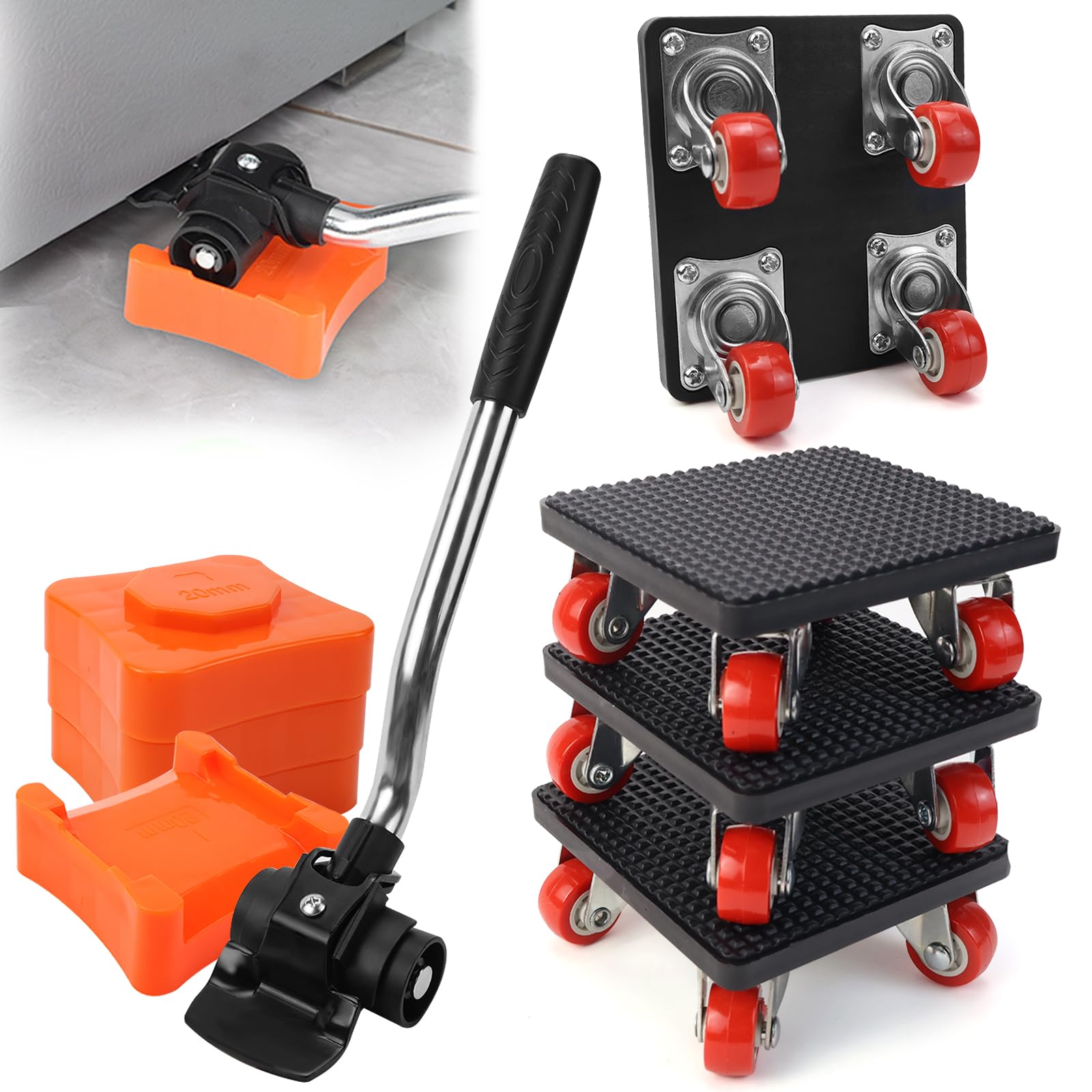 Möbelrollen-Set, 4 Stück, 400 kg Tragkraft, 360° drehbar, für schwere Möbel (9 Stück)