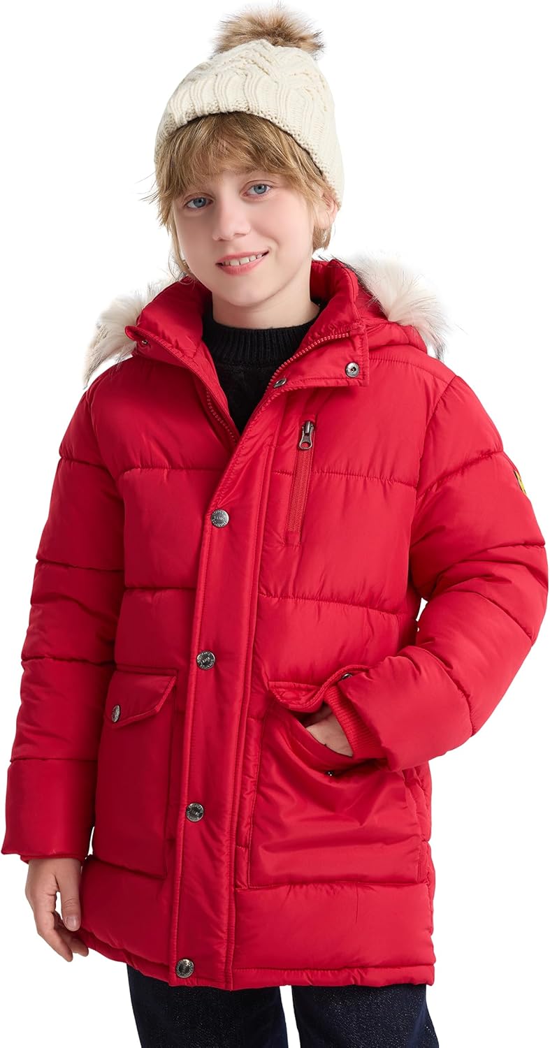 Faux Fur Boys Waterproof Winter Coat Boys Jackets Size 14-16