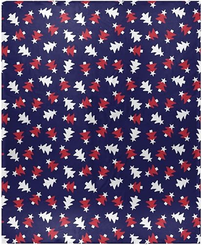 Christmas Red Navy Holiday Plush Blanket Microfiber Ultra-Soft Spring Fluffy Blanket 50"x60" for Travel Home Decor