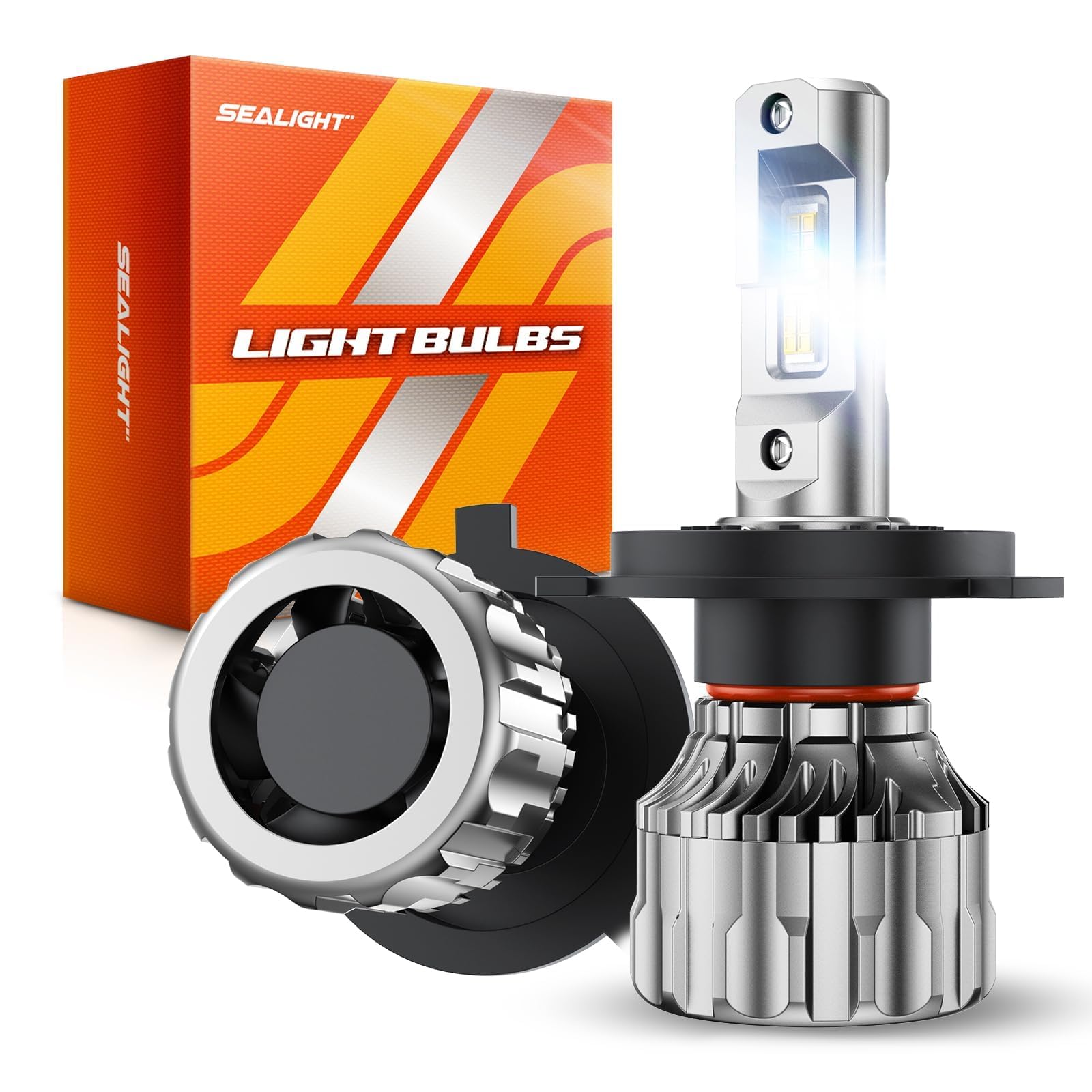 SEALIGHT S6 H4 Bulbs, 70000LM Super Bright H4 LED Bulbs, 70000+ Hours Lifespan, 15000RPM Efficient Cooling Fan, Plug and Play, Pack of 2