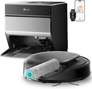 Lefant M5 Pro Robot Aspirador y Fregasuelos con Base de Autovaciado, Autovaciado 3,2L, 18000 Pa, Lavado 75℃, 120 Días Autolimpieza, Navegación Láser dToF, 5G WiFi/App/Alexa, Plateado