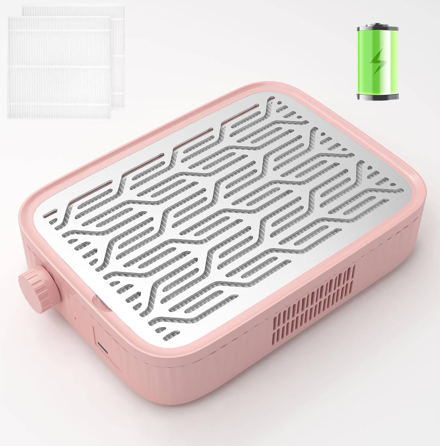 BQAN Nail Dust Collector, Professional Rechargeable Dust Collector Nail Tech with 2PCS Reusable Filter, Nail Vacuum Cleaner for Acrylic Nail Polishing, Nail Tech Must Haves (Pink)
