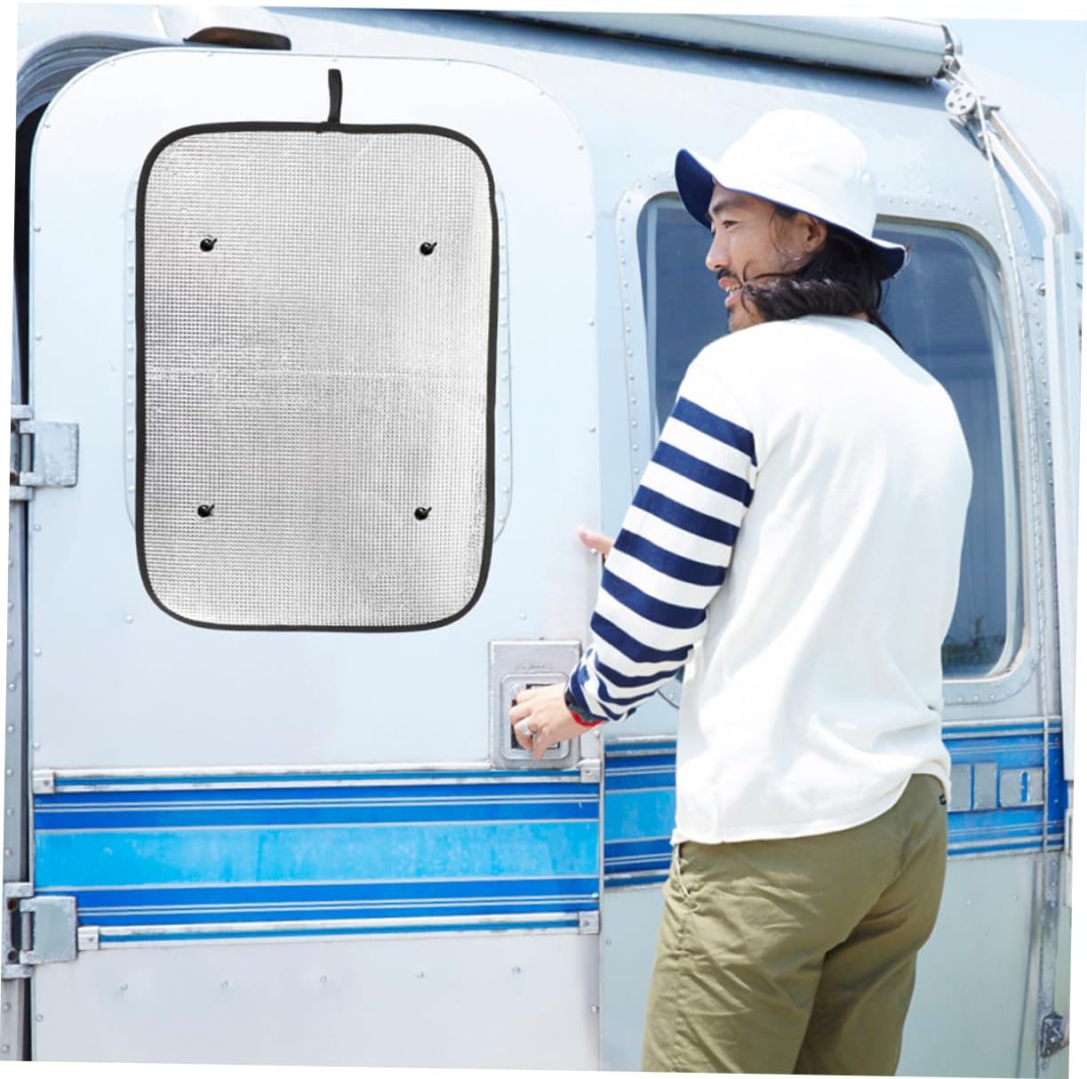 Gatuida 4pcs Rv Window Coverings Blackout Shades Camper Door Window Sunshade Suction Cups