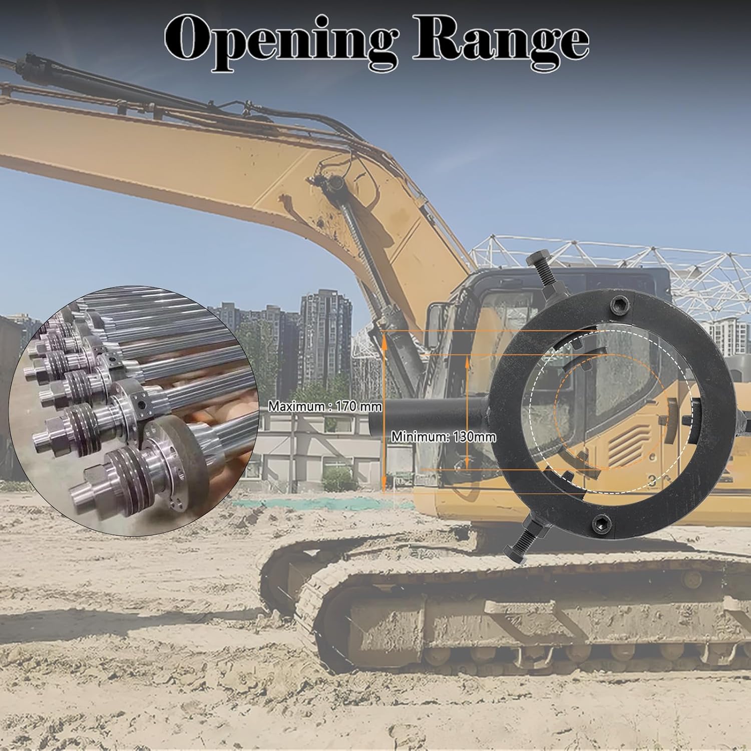 Hydraulic Cylinder Spanner Wrench, 3-Jaw Adjustable Gland Nut Wrench 130mm-170mm, Heavy Duty Alloy Steel Excavator Tool for Hydraulic Machinery, Forklift, Loader, Crane Repair