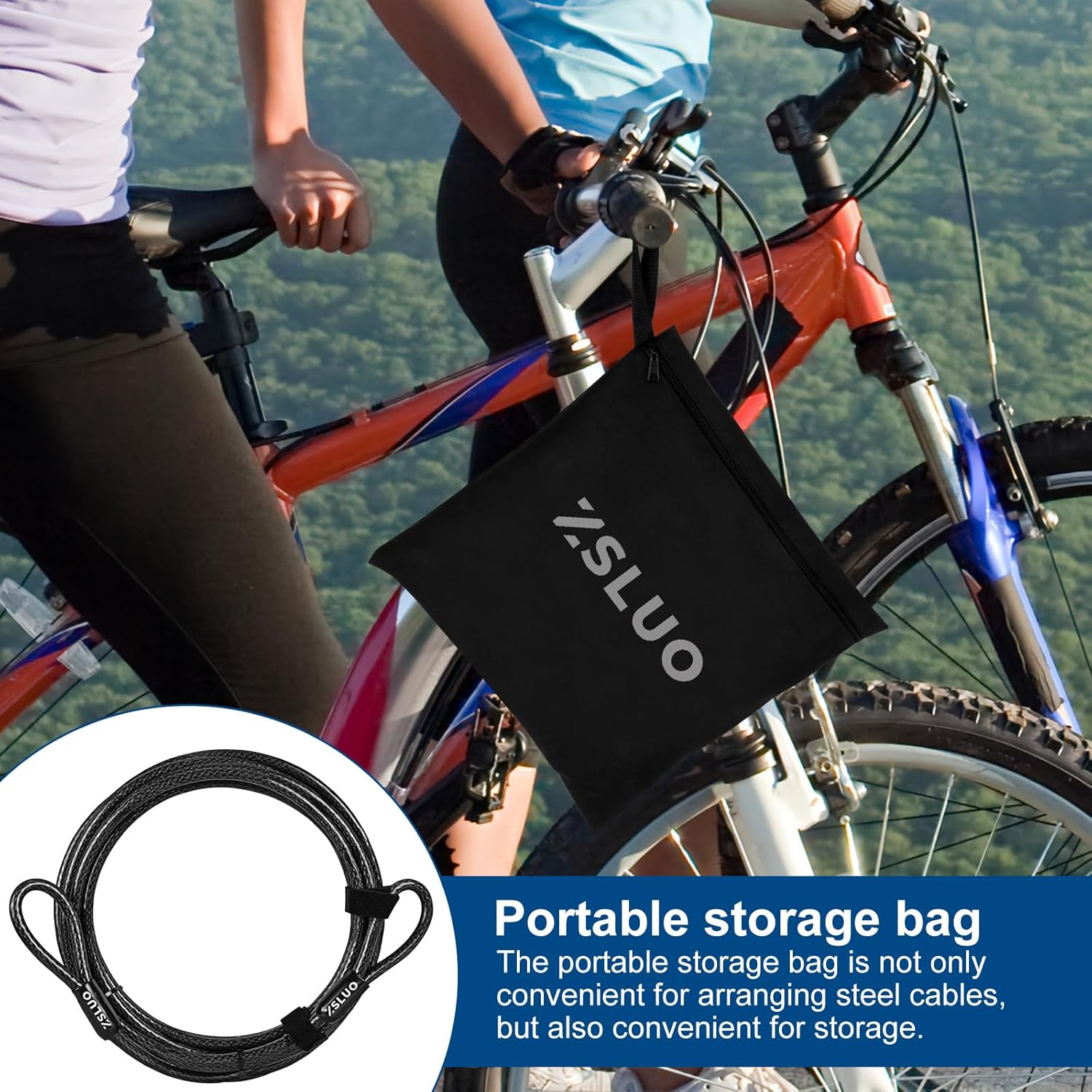 40FT Security Steel Cable with Loops, 3/8 inch (10 mm) Thick Heavy Duty Vinyl Coated Braided Lock Cable, Cut Resistant & Weatherproof Anti Theft Wire Cable for U-Locks and Padlocks(20/30/40 ft)