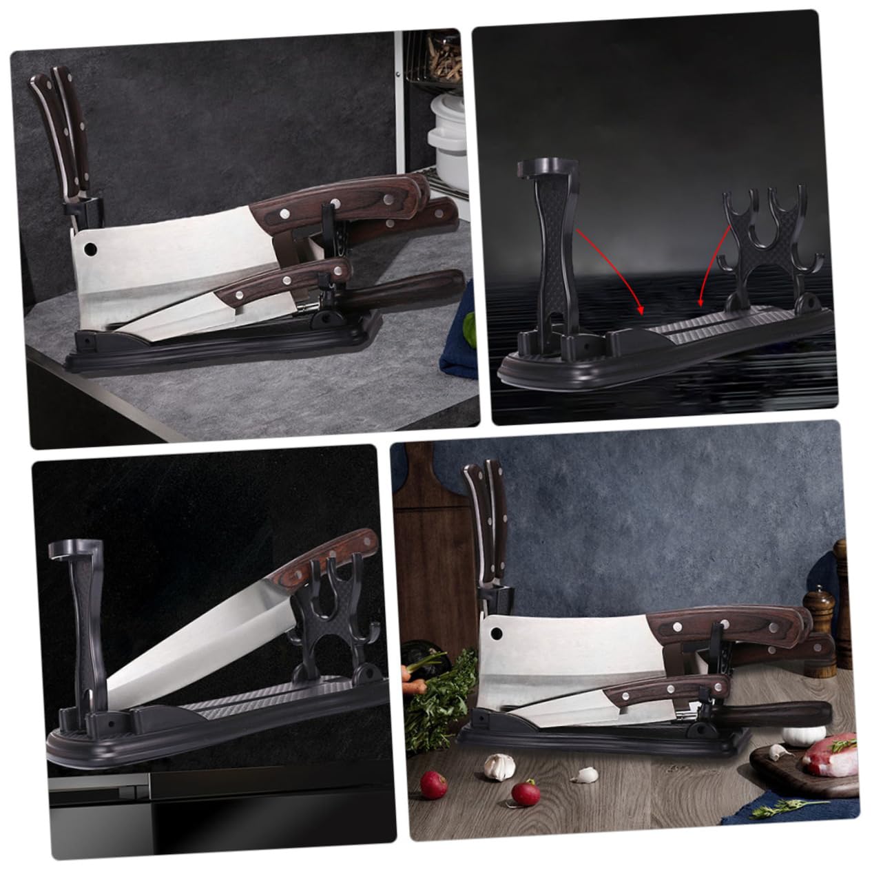 BRIGHTFUFU Kitchen Utensil Holder Multi Functional Plastic Knife Rack Folding Storage Shelf for Easy Organization and Lightweight Design for Kitchen Countertop Use