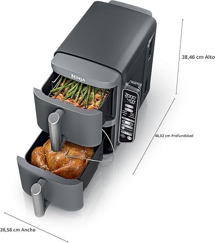 Miniatura 18 de Ninja Freidora de Aire Inteligente DoubleStack XL de 2 Cestas, Sistema de Cocción Inteligente, Tecnología DoubleStack Cocina 4 Alimentos a la Vez,