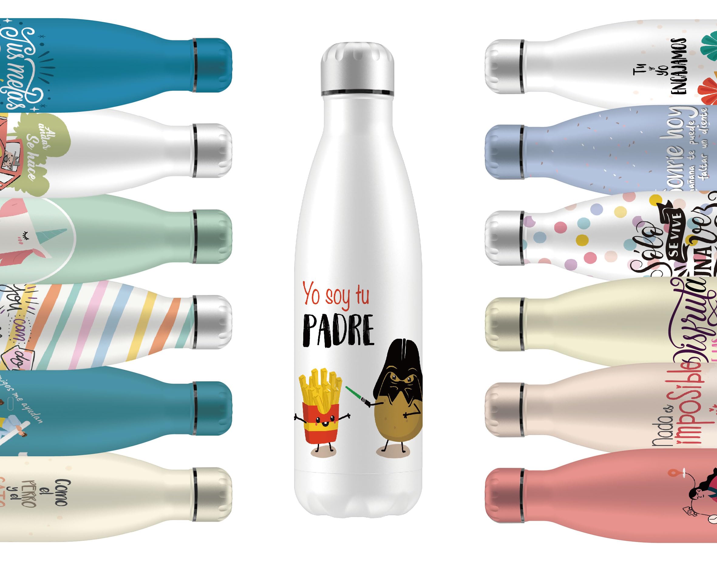 Mi Ko Mi Ka Botella de Agua Térmica de Acero Inoxidable Reutilizable | Sin BPA | Mantiene 24H Frio / 12H Calor | Hermética - Doble Pared a Prueba de Fugas (2 Azules, 750ml) — view 25