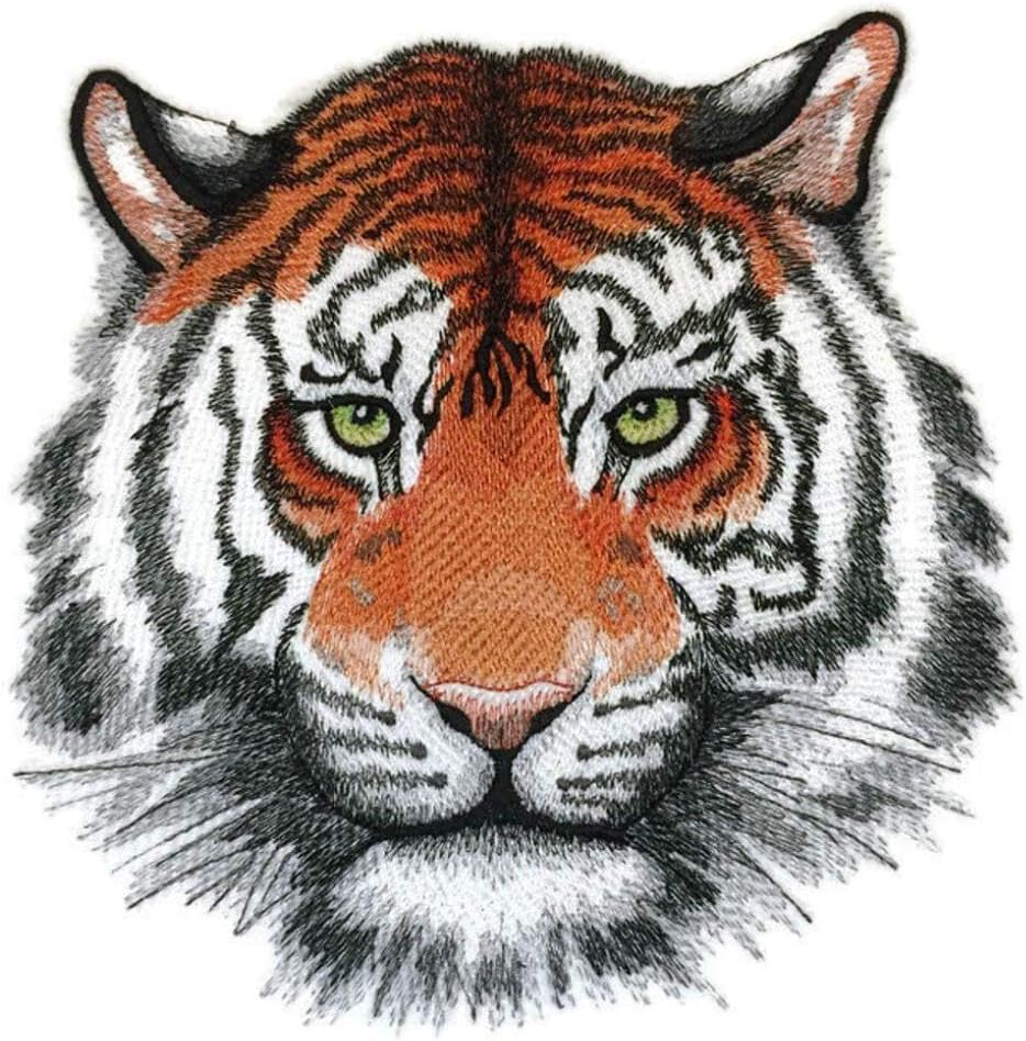 Nature Weaved in Threads, Amazing Animal Kingdom [ Wild Beauty Tiger] [Custom and Unique] Embroidered Iron on/Sew Patch[7.7" x 7.8"]