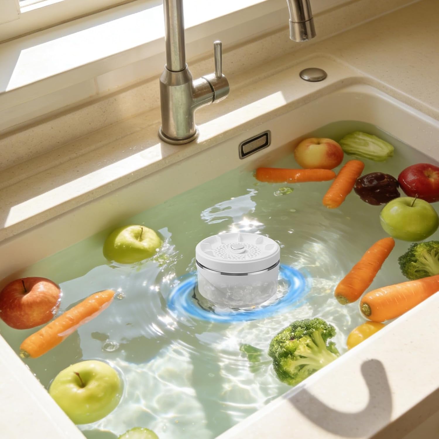 2026 New Electric Fruit and Vegetable Washing Machine - Countertop Waterproof Vegetable Cleaner Device, Household Food Purifier for Cleaning Fruits & Vegetables, Ideal for Kitchen Home (White-2pcs)