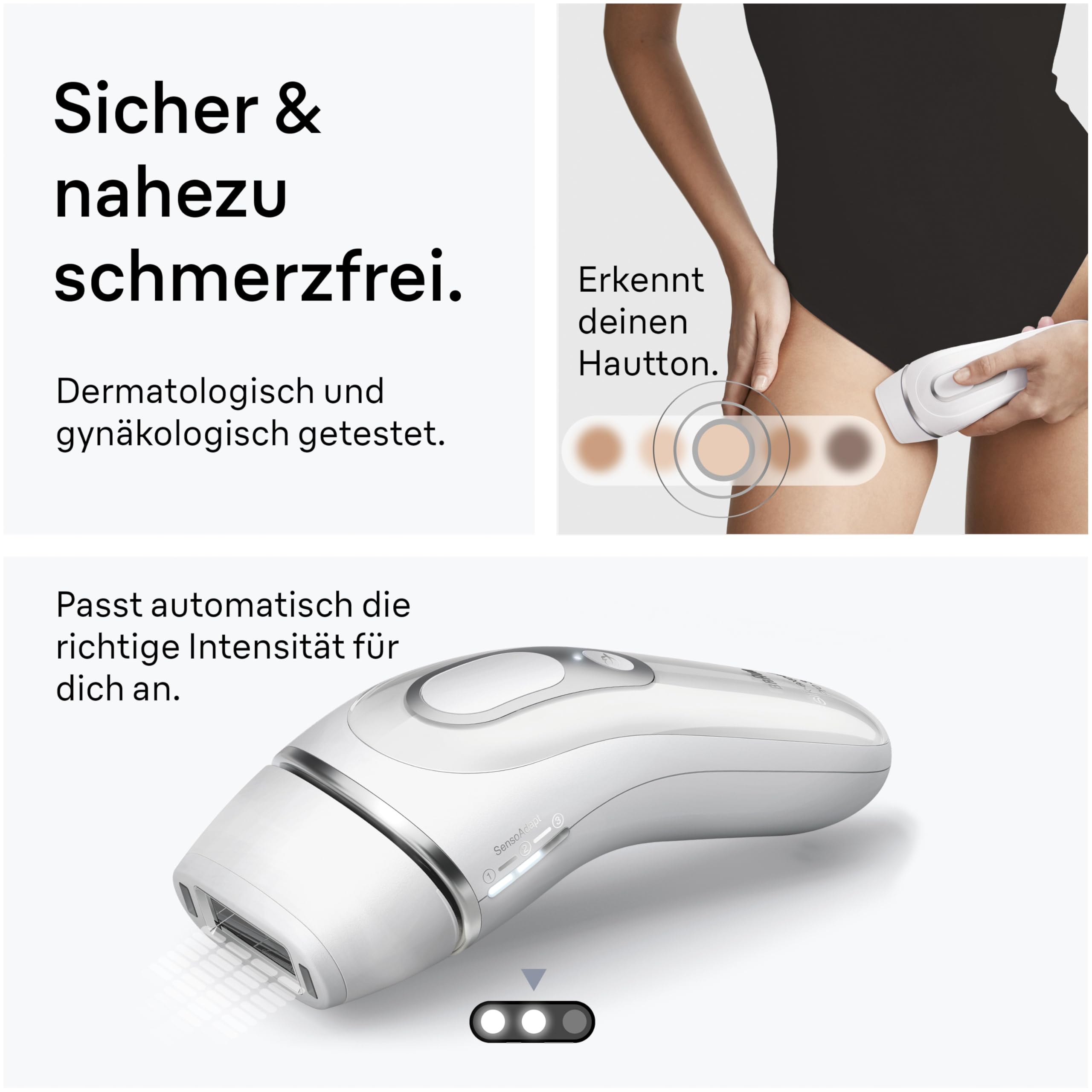 Braun Silk·expert Pro 3 IPL Haarentfernung Gerät PL3222 Weiß Silber
