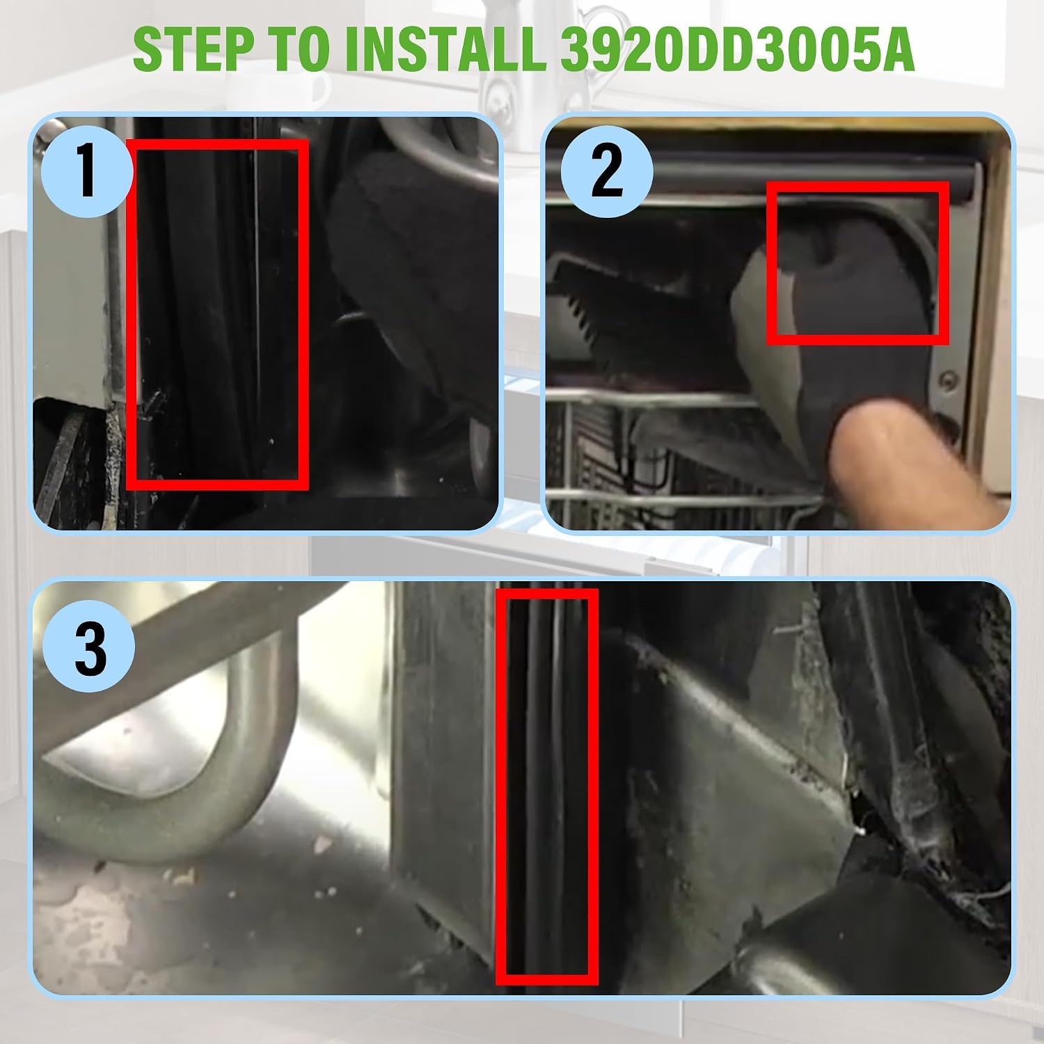 3920DD3005H Dishwasher Rubber Door Gasket Seal Replaces Fit for L.G LDF6920BB LDF6920ST LDF6920WW LDF7551ST LDF7551WW LDF7561ST LDF7774BB LDF7774BD LDF7774ST LDF7774WW LDF7811