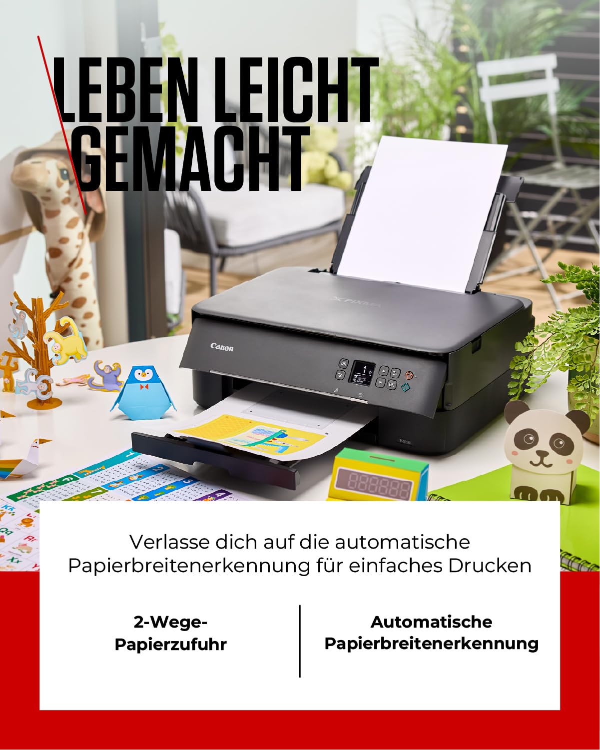 Canon PIXMA TS5350i Multifunktionsdrucker 3in1 (Tintenstrahl,Drucken, Kopieren, Scannen, A4, 3,7 cm OLED, WLAN, Duplexdruck, 2 Papierzuführungen, kompatibel mit Pixma Print Plan ABO) Schwarz