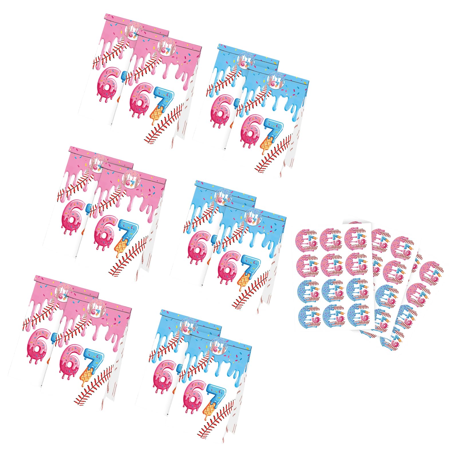 Tsophreniq Candy Treat Bag for Party Treats 67 Paper Food Bags and Decorative Stickers Great for Themed Gatherings Birthday Present Packaging