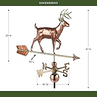 Vista 3 de Good Directions Veleta blanca de cola / ciervo, cobre puro, techo, decoración de techo, vida silvestre