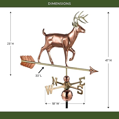 Miniatura 3 de Good Directions Veleta blanca de cola / ciervo, cobre puro, techo, decoración de techo, vida silvestre
