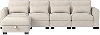 Vista 9 de Sofá modular seccional, sofá modular convertible de 130 pulgadas con 4 almohadas, sofá modular de gran tamaño de 4 asientos con otomanas
