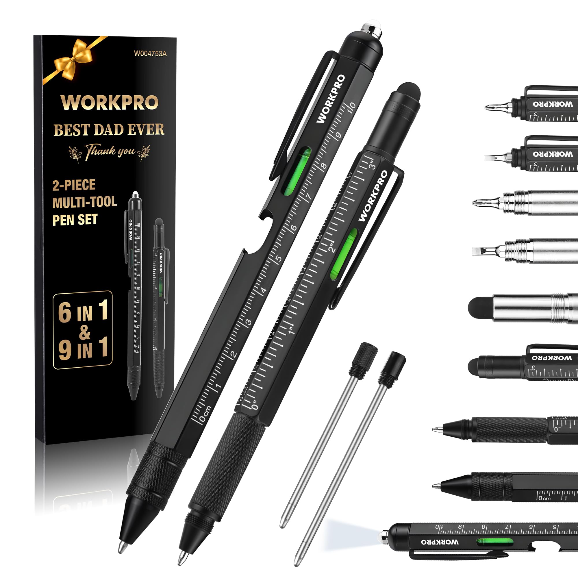Father’s Day Gifts for Men, 9 Functions Multi-tool Pen Set, Birthday Gifts for Who Have Everything, Cool EDC Gadgets for Men, Stocking Stuffers, for Dad Grandpa Husband Him Adults Boyfriend