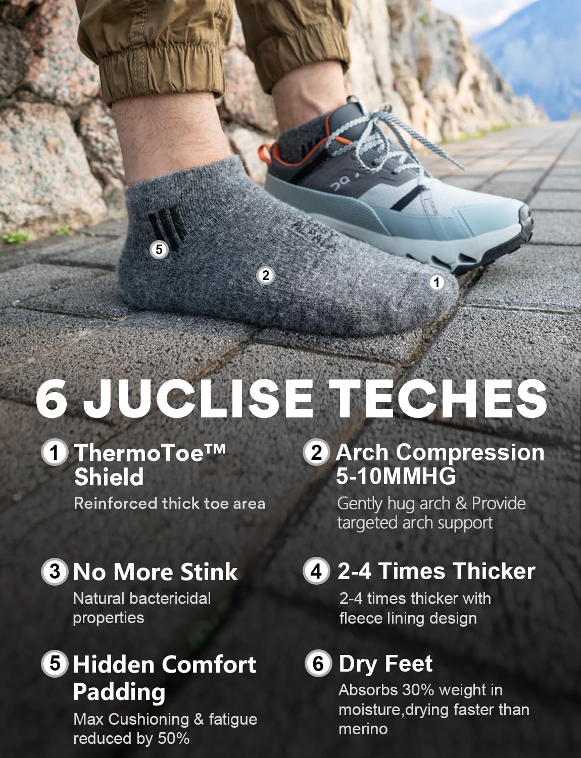 Alpaca Wool Ankle Socks Midweight Hiking Socks Work & Outdoors Moisture Wicking Anti-Blister Padded Breathable Merino - Image 6