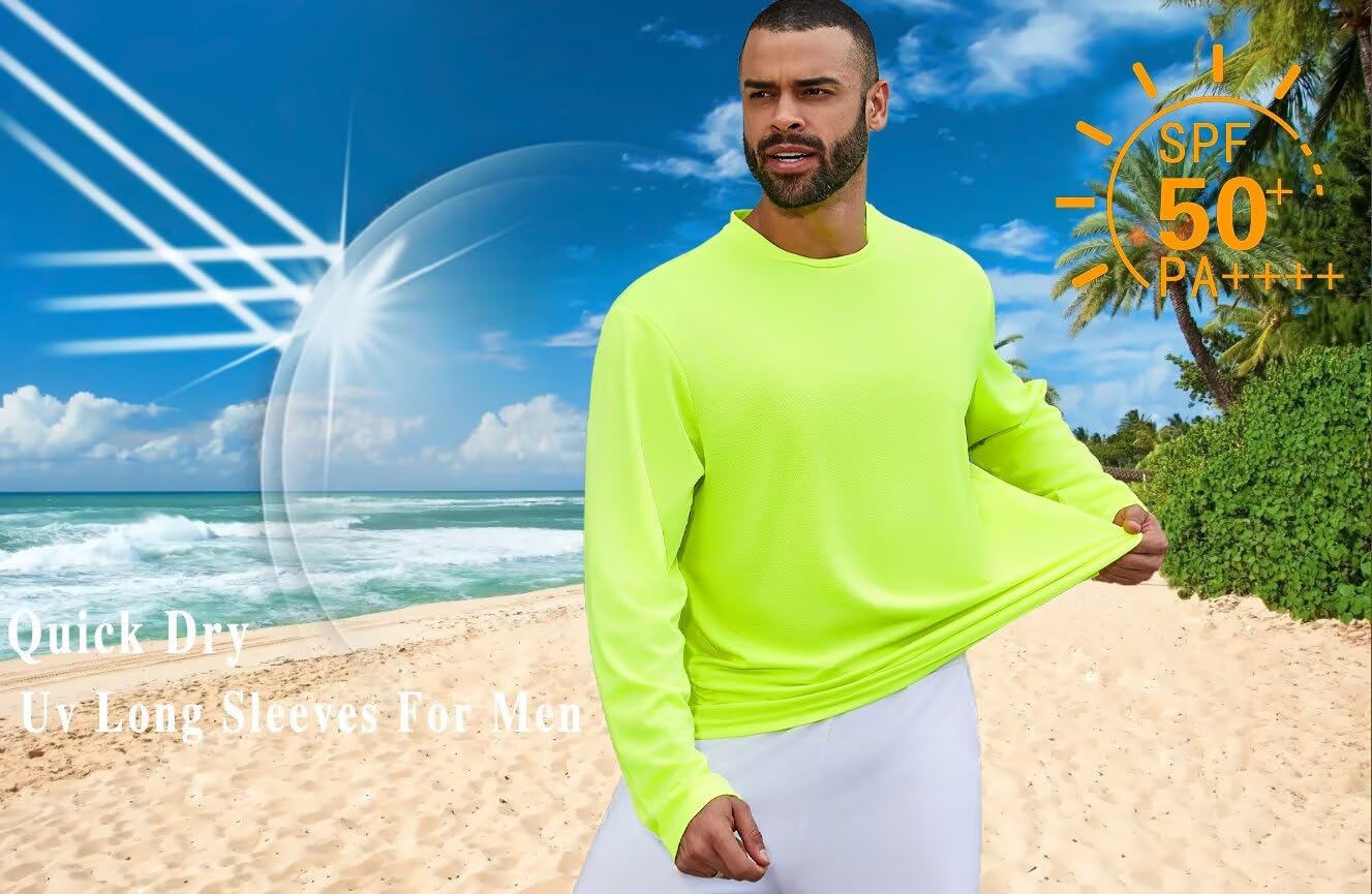 Paquete de camisetas de manga larga transpirables con protección solar UPF 50+ para hombre, con protección solar y capucha