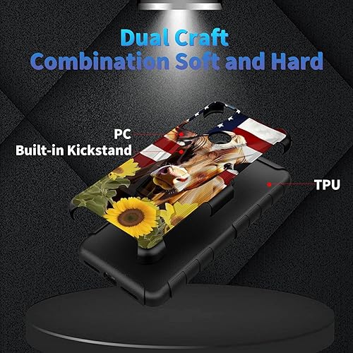 Miniatura 66 de AT&T Calypso 2 (U319AA) Funda con protector de pantalla de vidrio templado resistente con función atril integrado para debut de críquet, ciervo