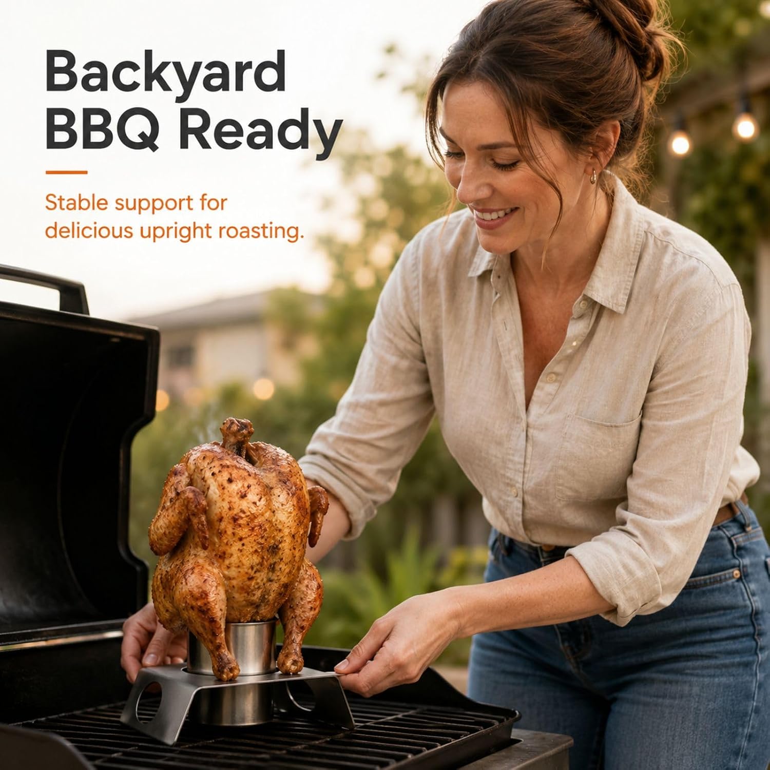 Beer Can Chicken Holder, Chair-Style Vertical Roasting Stand