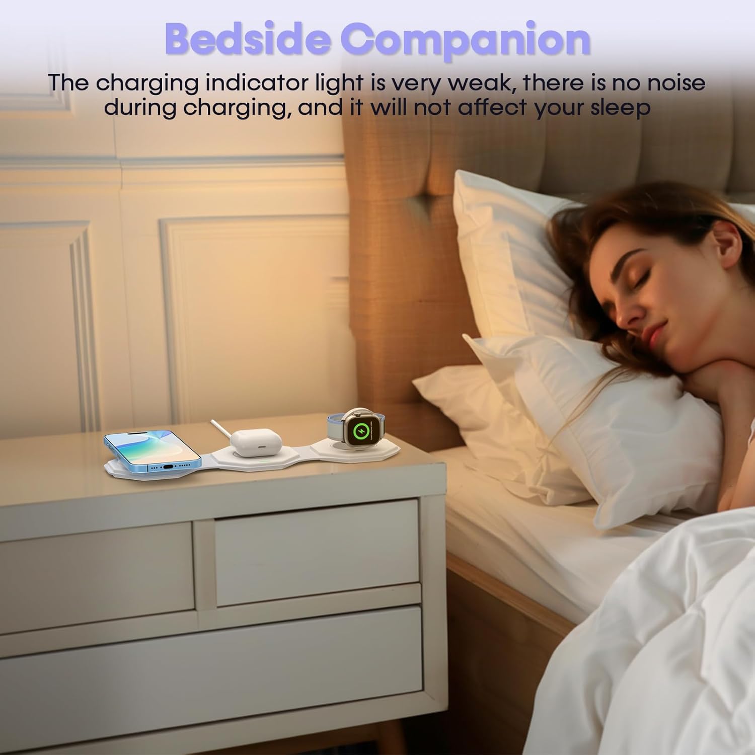 3-in-1 Travel Wireless Charger for iPhone: Foldable Charging Station for Business Trip Office Desktop Home Nightstand - Magnetic Charger Pad for iPhone 16 15 14 13 12 Apple Watch AirPods