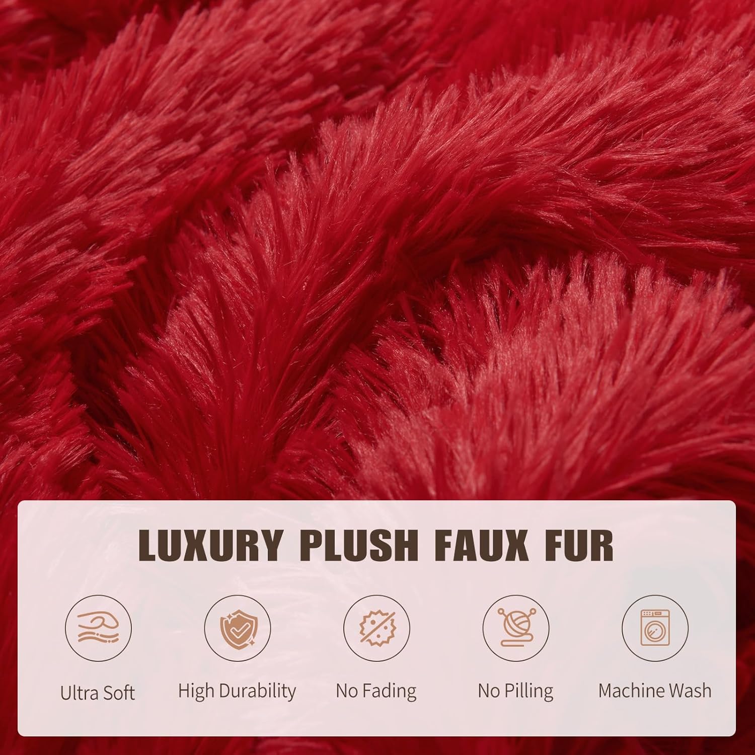 Bean Bag Cover (No Filler), Soft Faux Fur Stuffed Animal Bean Bag Storage, Fluffy Plush Bean Bag Chair Cover Washable, Comfy Bean Bag Covers for Adults Kids Teens, 38"x40" Red