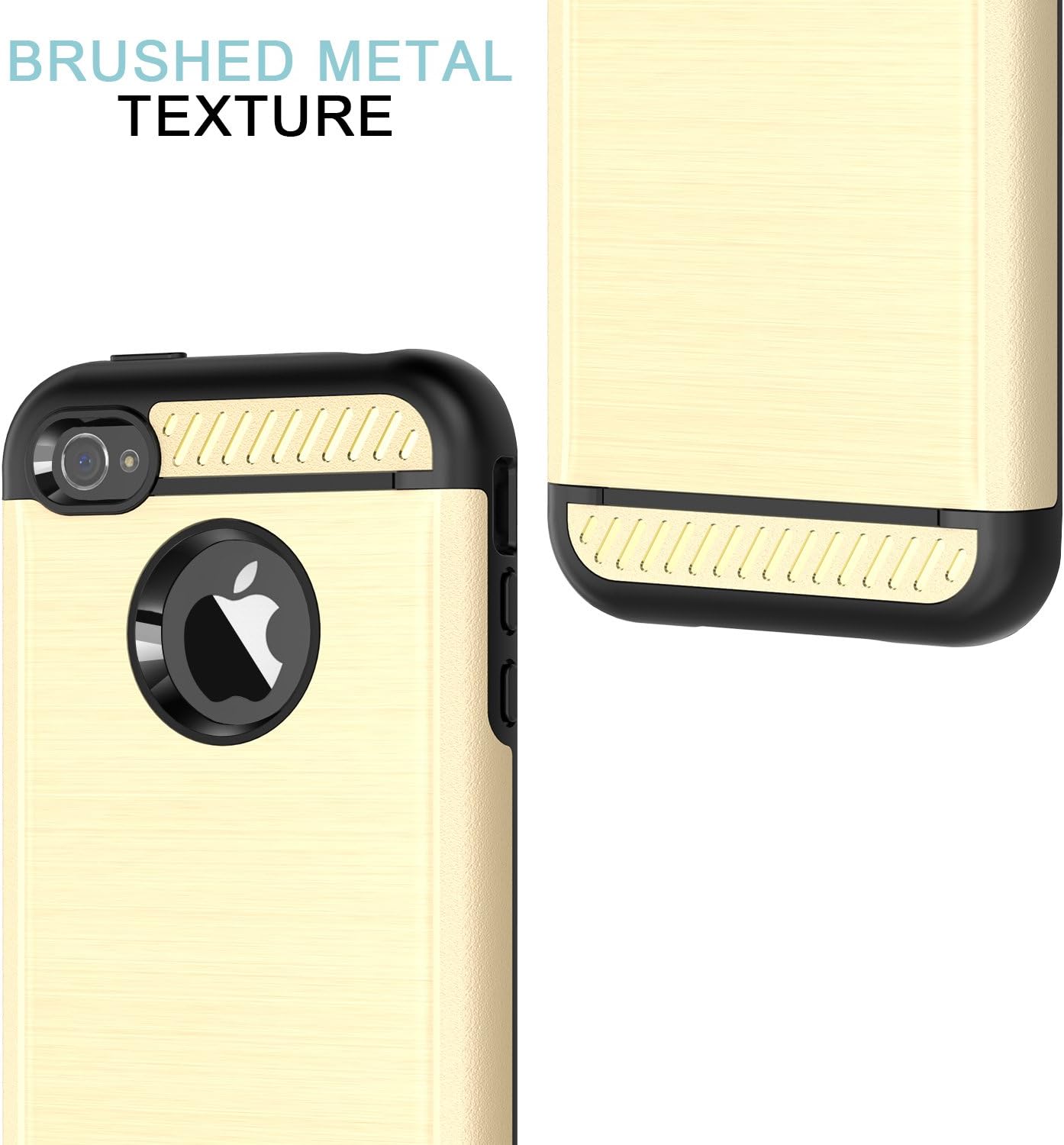 iPhone 4S Case, iPhone 4 Case, CHTech Brushed Metal Texture Series Hybrid Shockproof Protection Scratch Proof Armor Case Cover for Apple iPhone 4/4S - Gold