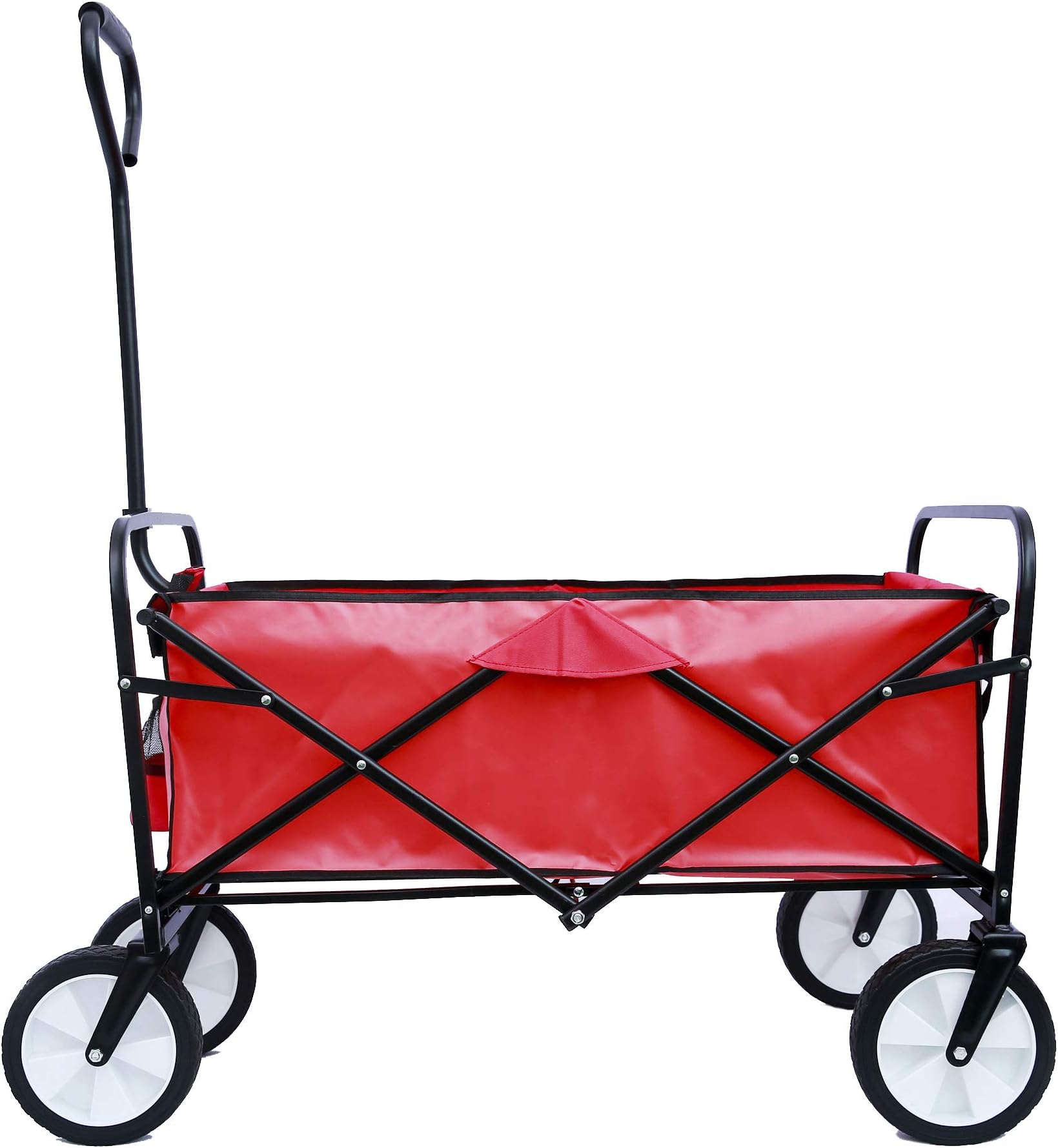 Heavy Duty Collapsible Folding Wagon Cart Utility Garden Shopping Beach Outdoor Sports (Red)